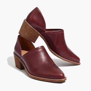 Madewell Brady Low Cut Bootie Heeled Loafer Style Leather Burgundy Shoes